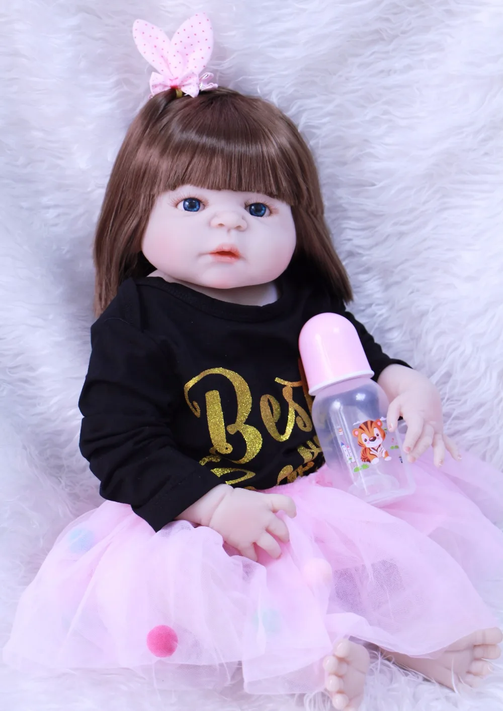 NPK 55 см полный Силиконовый Reborn Baby Doll Toys baby кукла реборн новорожденный белая кожа