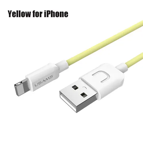 Yellow USB кабель для iPhone xr, USAMS iOS 2A кабель для быстрой зарядки для iPhone XS X 8 7 6 5 iPad синхронизация данных USB зарядное устройство для освещения кабель - Цвет: Yellow