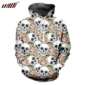 UJWI красная роза мужская толстовка с 3D принтом, кучка черепов средней и длинной секции, большой размер, для отдыха, 6XL, пуловер