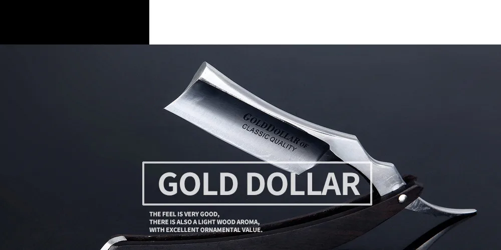 W59 Safety Straight Razor Barber For Mans Gold Dollar High Carbon Steel Folding Shaving Knife Stainless Steel Razor Holder