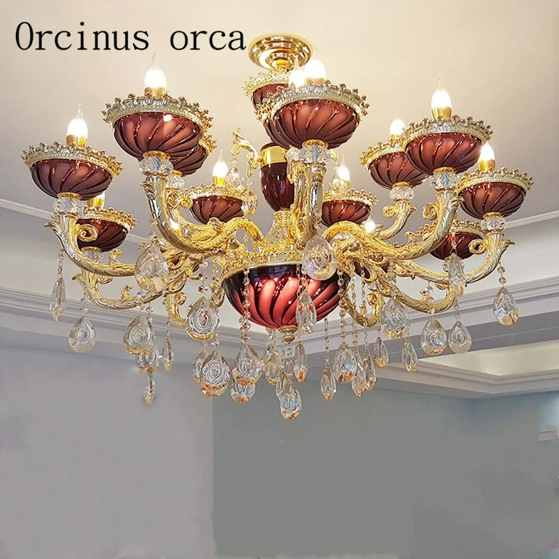

European luxury crystal chandelier living room bedroom restaurant French alloy wine Red Candle Chandelier free shipping