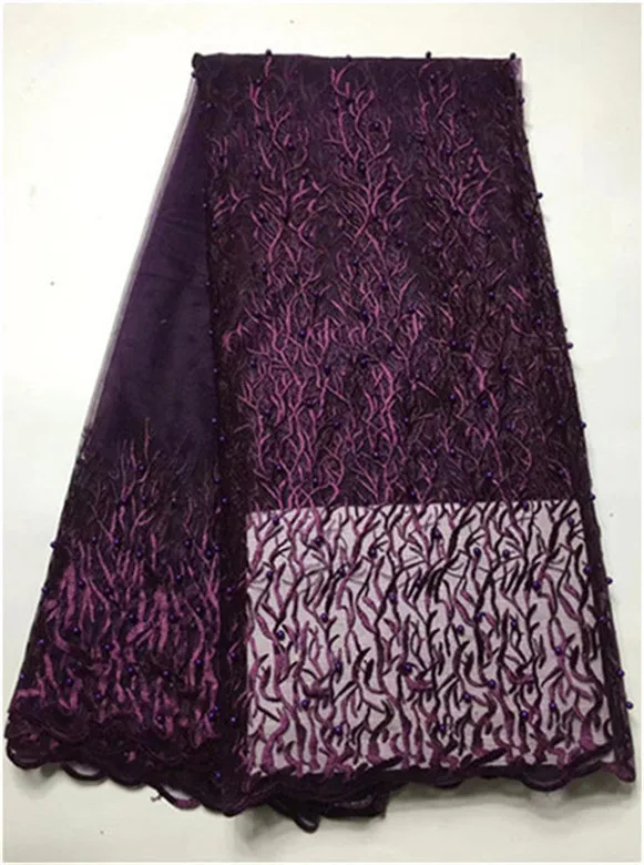 Кружевная ткань цвет шампанского золотой французский с цветами из тюля бусинами