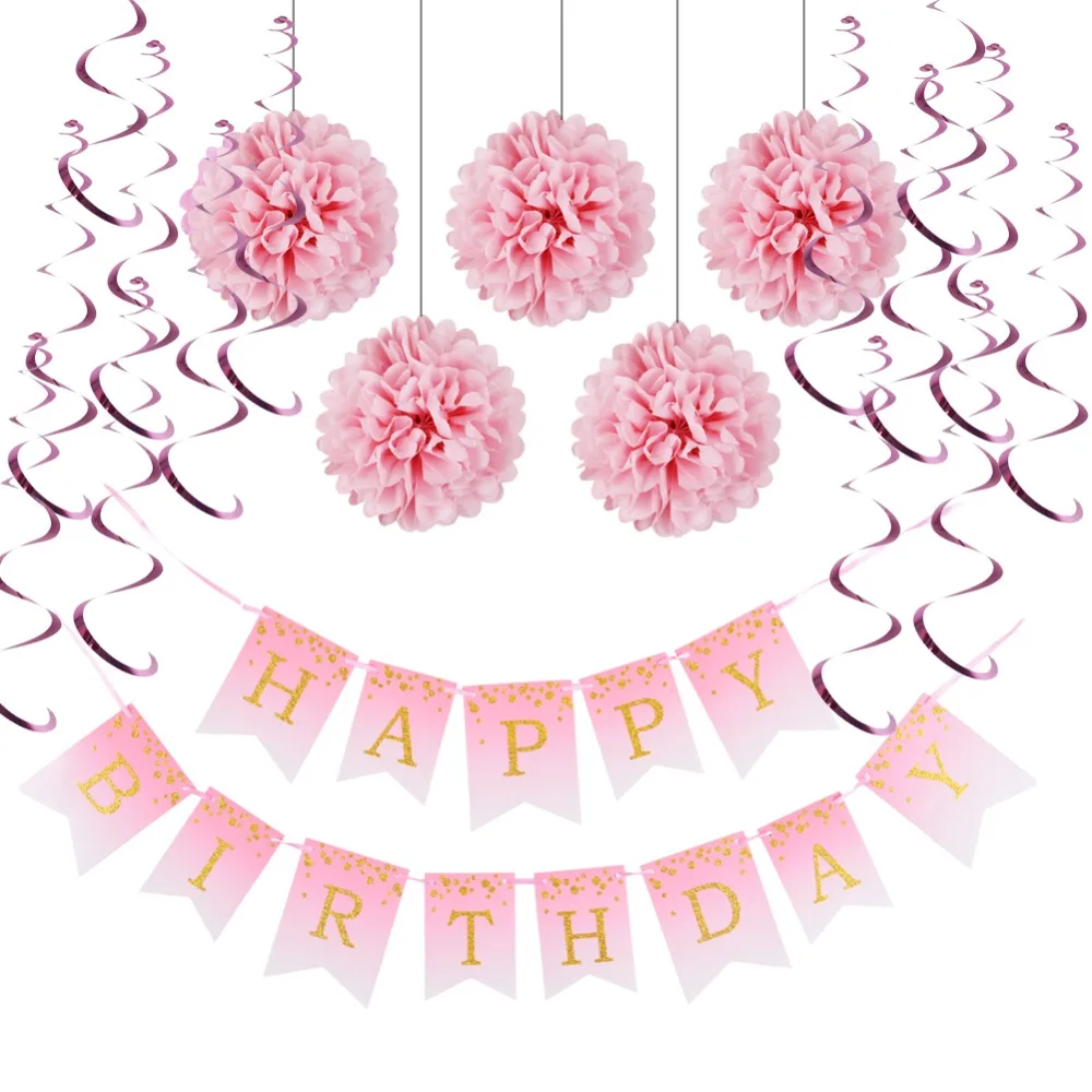 Детская розовая тематическая вечеринка на день рождения украшения для детей