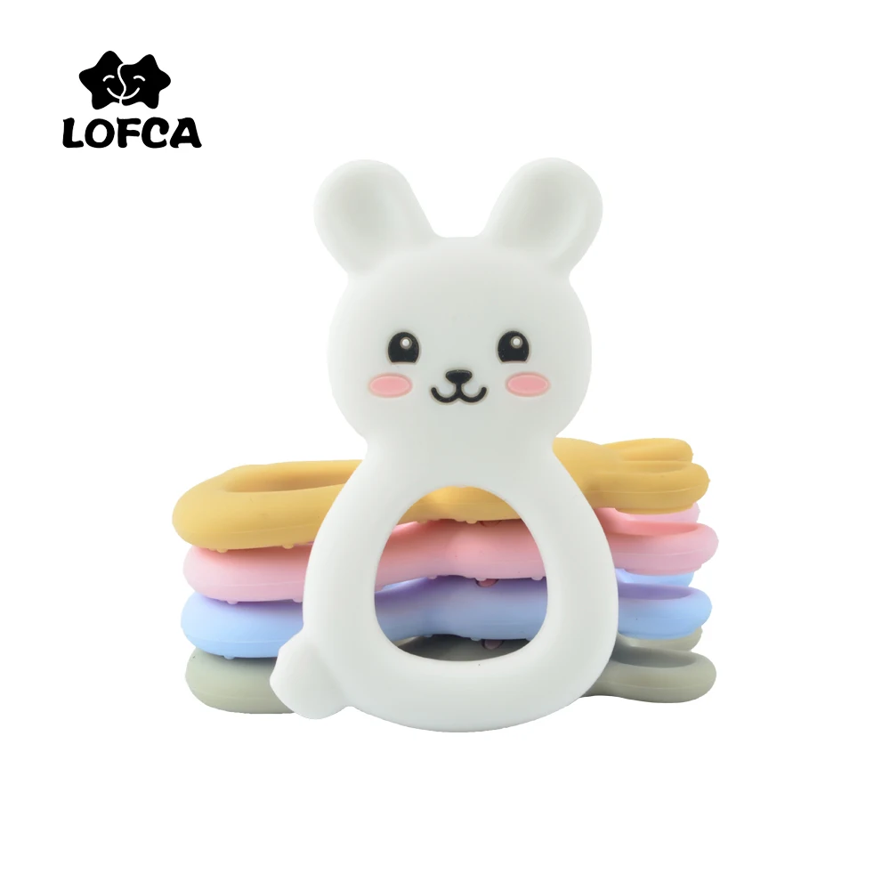 Mordedor de silicona Rabbite para beb&eacute;, collar, accesorios para morder, cuentas de silicona de animales, mordedor suave, 1 unidad-0