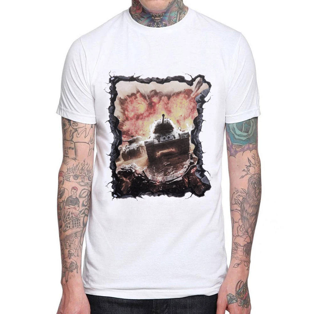 

High Quality New Fashion Summer 3D Tank Print T Shirt Men O-neck Cotton Comfortable T-shirt Casual Tshirt Homme Short Sleeve