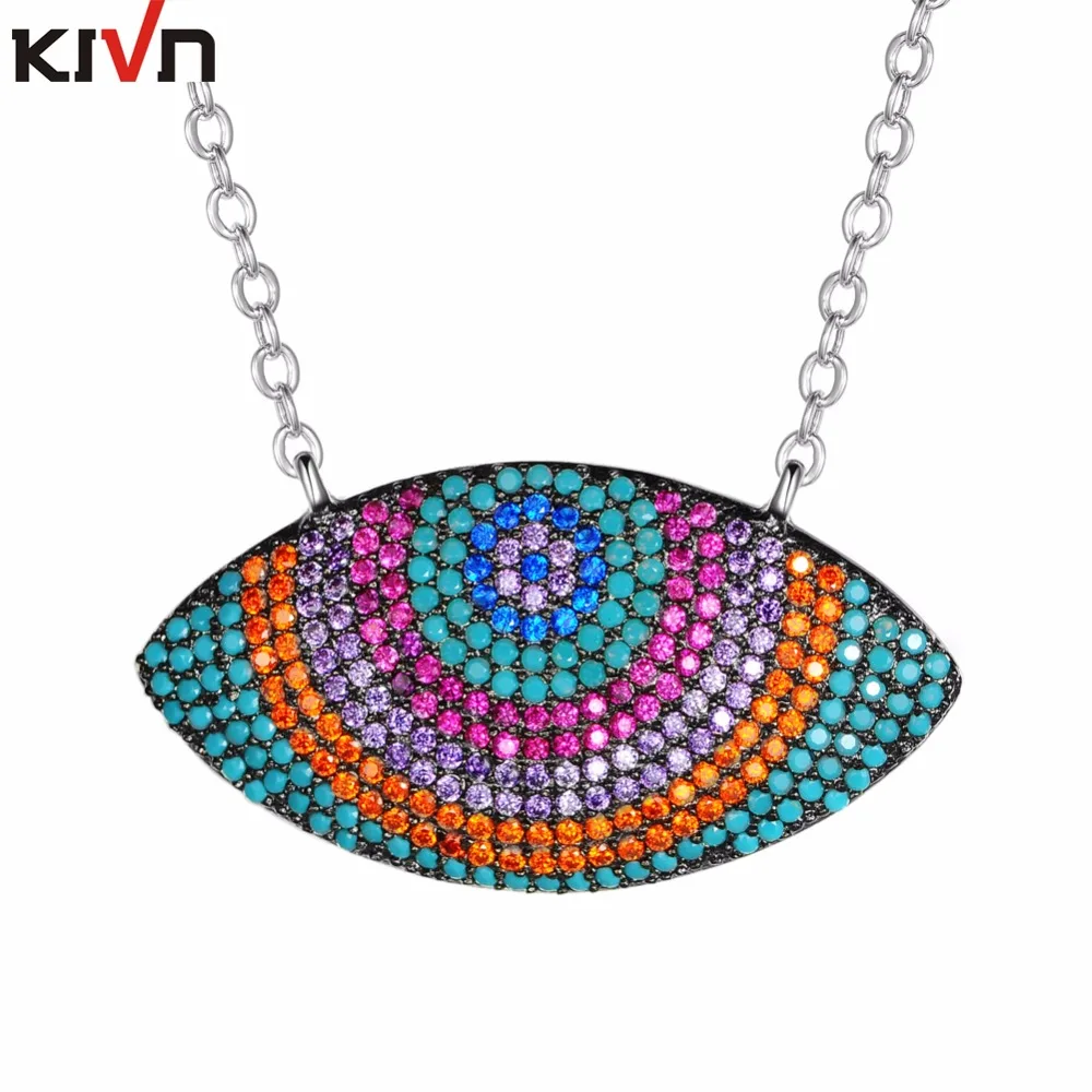 KIVN Fashion Jewelry Turkish Blue eye CZ Cubic Zirconia Womens Girls Bridal Wedding Pendants Necklaces Birthday Christmas Gifts | Украшения
