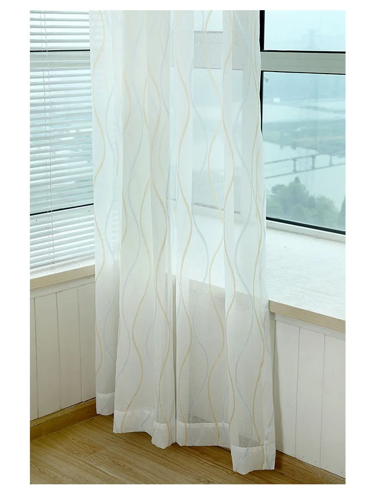 Высокое качество простой стиль марли занавес закончил Белый ярко номер оформлен