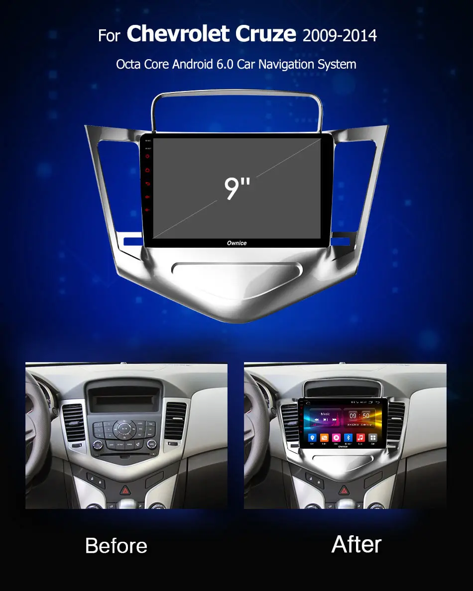 Ownice C500 + Android 6.0 автомобилей Радио GPS DVD плеер для Chevrolet Cruze 2009 2014 восемь core 2 ГБ