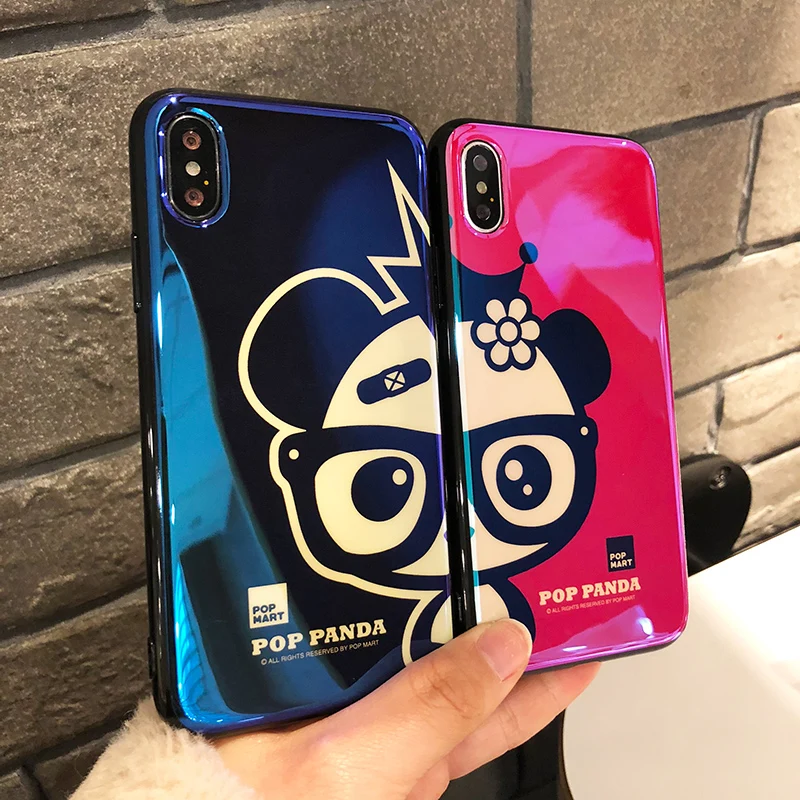 Милые медведь пары чехол для iPhone х Мягкий глянцевый синий свет печатных Носки с