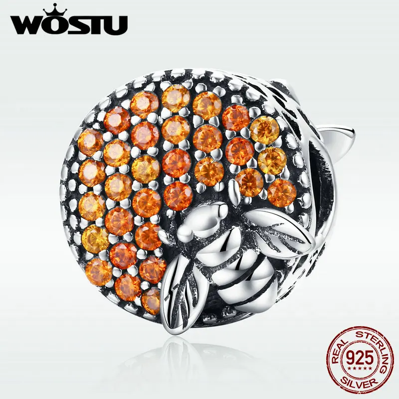 WOSTU Аутентичные 925 пробы серебро дом пчелы соты Шарм fit Браслеты из бусин DIY