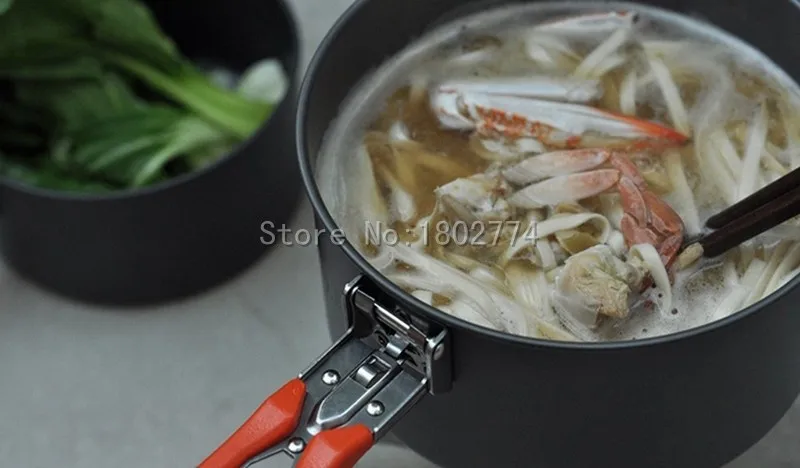 Кухонные горшки для приготовления пищи на 4-5 человек, походные горшки, набор для кемпинга, пикника, кулинарный алюминиевый набор посуды, 1034 г, огненный клен, праздник 5