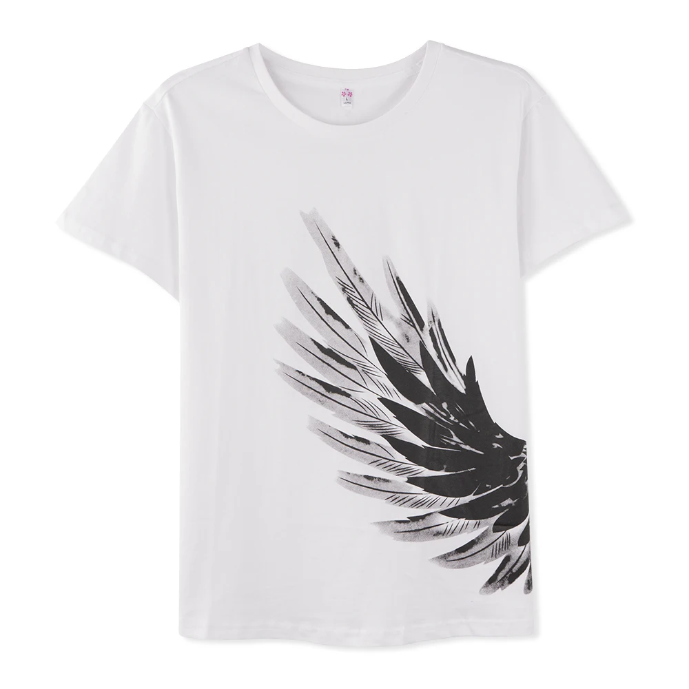 Футболка женская белая с принтом крыльев коротким рукавом | Женская одежда