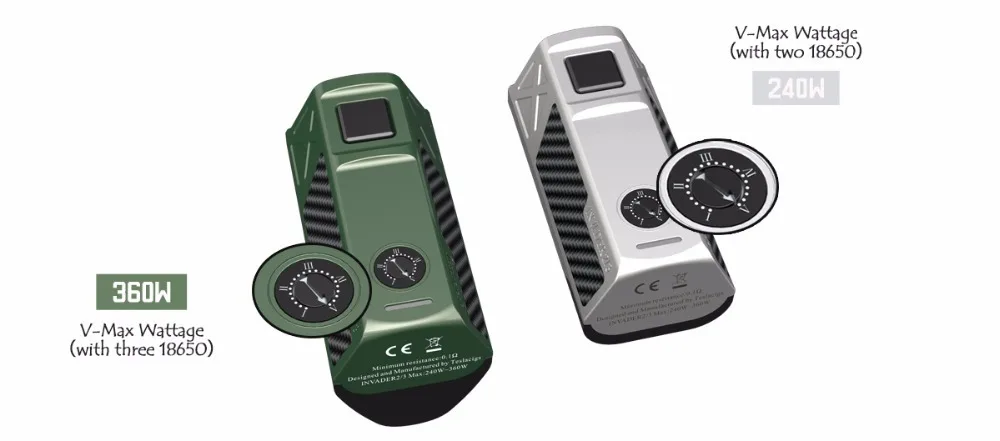 Оригинал Тесла invader 2/3 коробка Mod invader2/3 240 Вт/360 Вт поле MOD для VAPE 18650 электронный