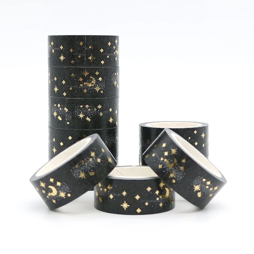 

5m*15mm Gold Foil Washi Tape Office Adhesive Scrapbooking Tools Photo Album Decorative Paper Crafts Christmas Craft 1 PCS