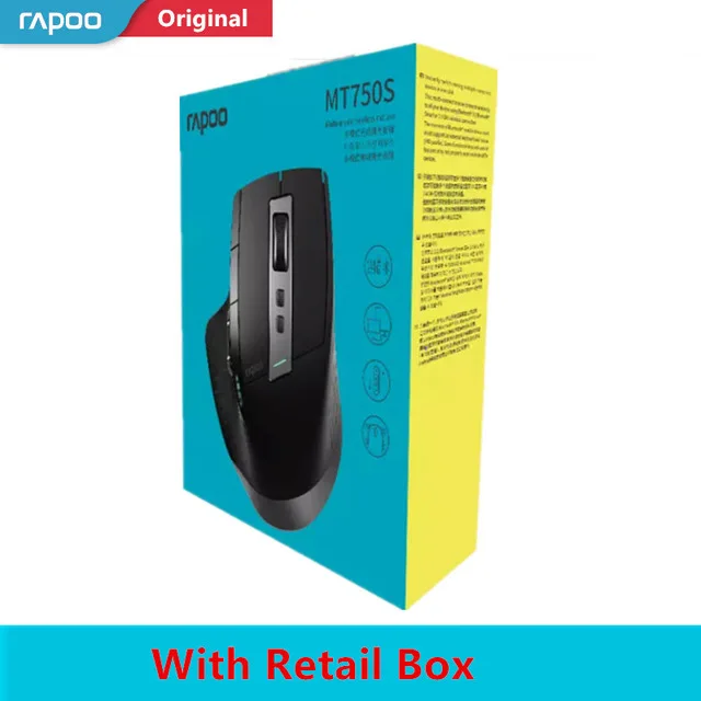 With Retail Box Rapoo MT750 перезаряжаемый многомодовый беспроводной переключатель мыши между Bluetooth и 2,4 г до 4 устройств для ПК и Mac и Win и телефона - Цвет: With Retail Box