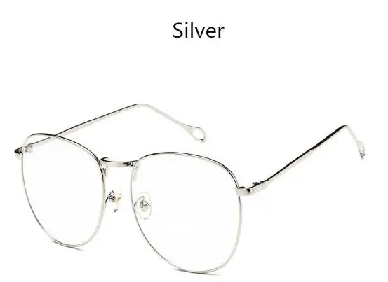 Silver Бросился Gafas же очки уличная съемка большая оправа лицо, чтобы показать тонкие очки Женские винтажные металлические круглые очки с плоскими линзами - Цвет оправы: Silver