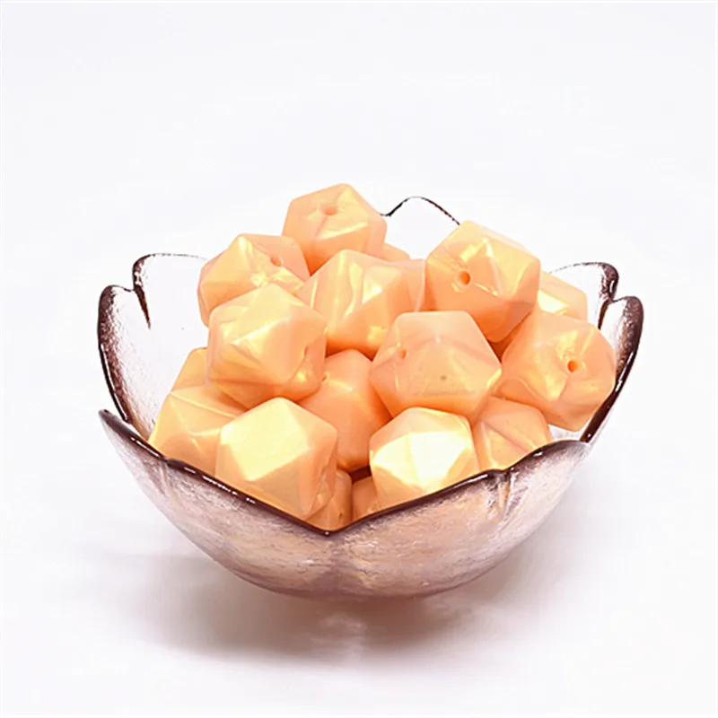 Metallic Light Gold 10 шт. металлический шестигранник 17 мм силиконовый бисер ребенок прорезывание зубов игрушки силиконовые DIY соска цепь кулон аксессуары Детские Прорезыватели - Цвет: Metallic Light Gold