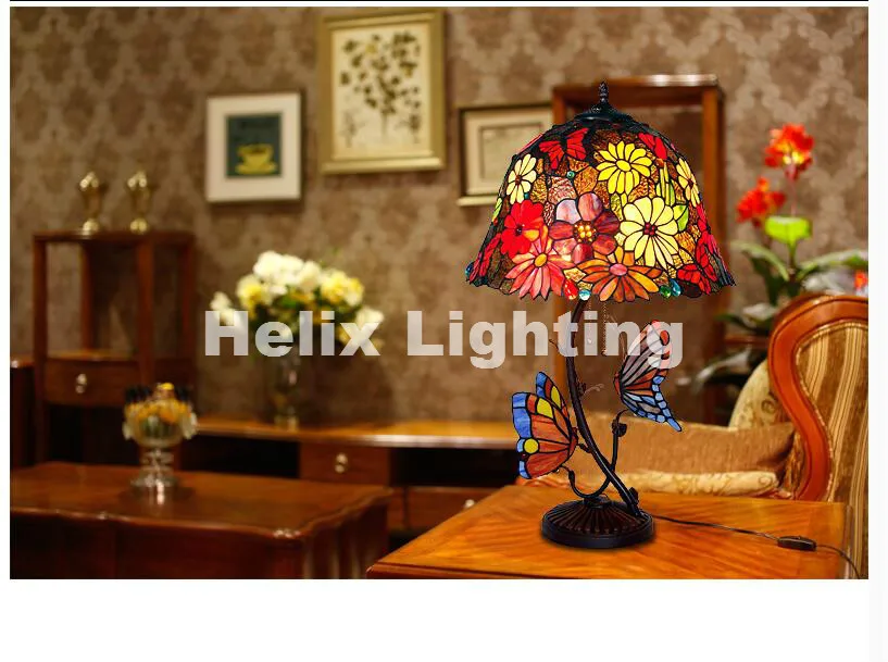 Free Shipping Tiffany Table Lamp For Bedroom Colorful Glass Vintage Desk Novelty Gifts Decorative Lighting | Лампы и освещение