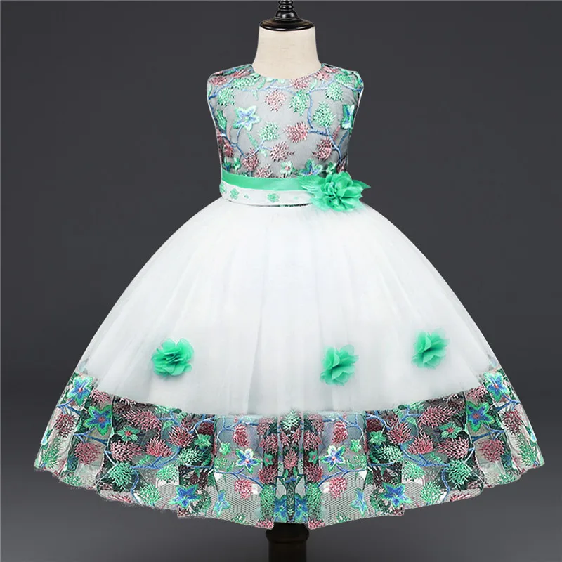 Красивые милые платья с круглым вырезом и цветочным узором для девочек на