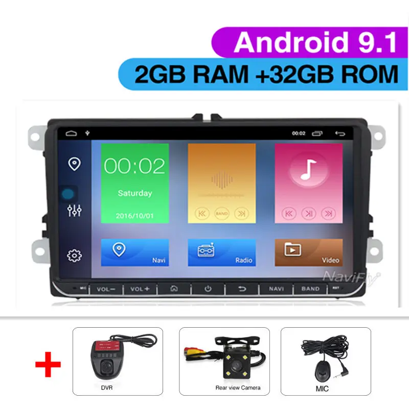 dvd Camera DVR Европейский склад " Android 9,1 автомобильный Радио плеер gps навигация для VW golf 5 touran passat B6 B7 Lavida polo Tiguan; Skoda RDS - Цвет: dvd Camera DVR