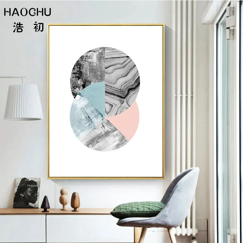 Абстрактные настенные плакаты от бренда HAOCHU круглый мраморный художественный