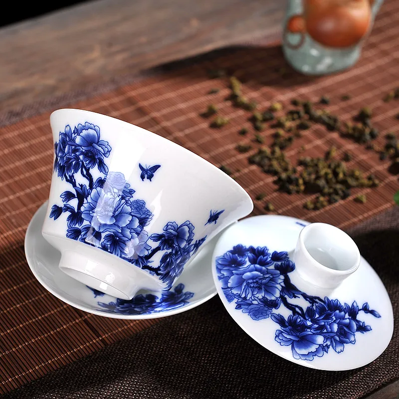 230/330cc керамический фарфор Jingdezhen Gaiwan мастер Чай миска с крышкой блюдце комплект