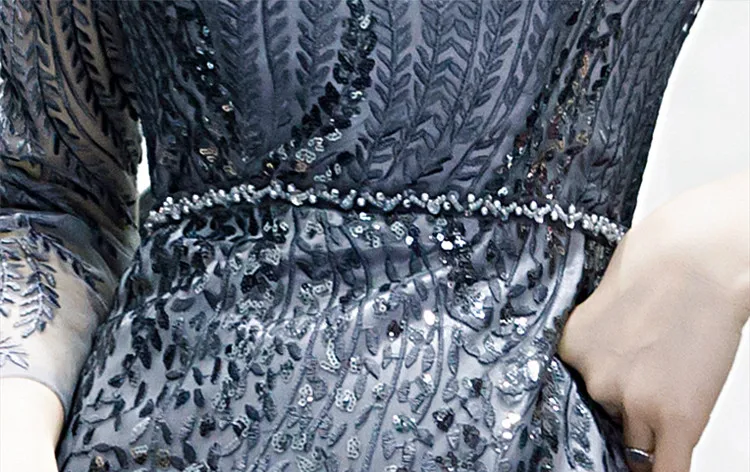 Женское длинное коктейльное платье JaneVini с круглым вырезом и длинными рукавами 3/4