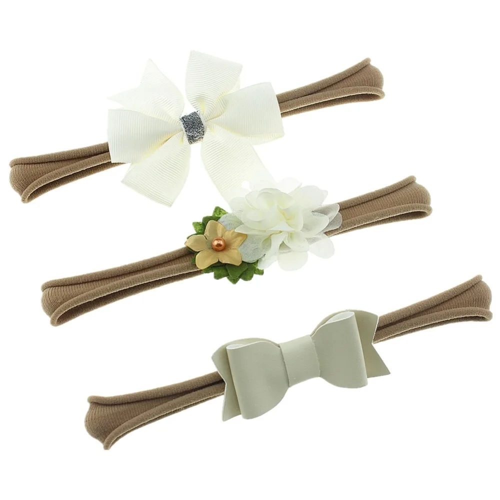 3 шт./компл. шифоновые банты с цветами из тюля для девочек эластичная нейлоновая