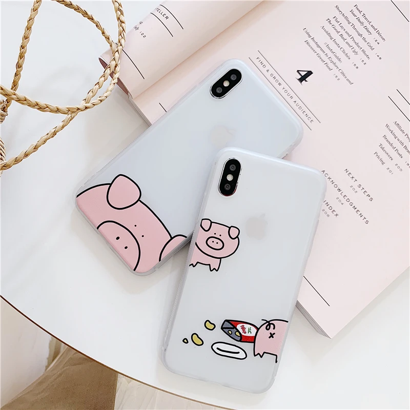 Мультяшный милый поросенок apple phone Чехол для iPhone 6 6s 7 8 plus X XR XS MAX антиосенний