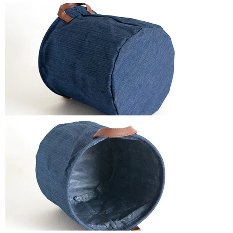 Голубая джинсовая корзина FullLove для белья и пикника хранения с буквенным принтом