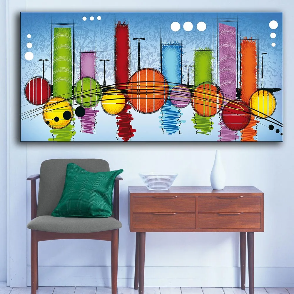 Modern wall color-city-figures-geometry oil painting Prints Painting on canvas No frame Pictures Decor For Living Room | Дом и сад