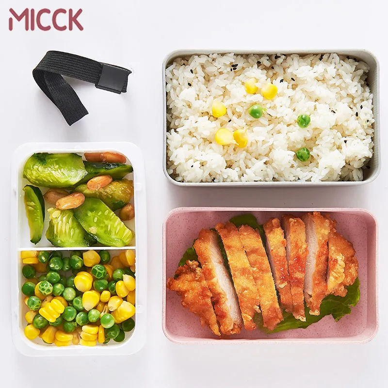 Безопасный материал MICCK Ланч бокс двухслойный Bento с чашей для супа портативный