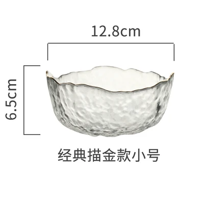 Golden rim Small Кухонная посуда большая стеклянная миска для супа прозрачные Столовые приборы Бытовые большие салатные столовые приборы еда Хрустальная Миска Посуда столовая посуда - Цвет: Golden rim Small
