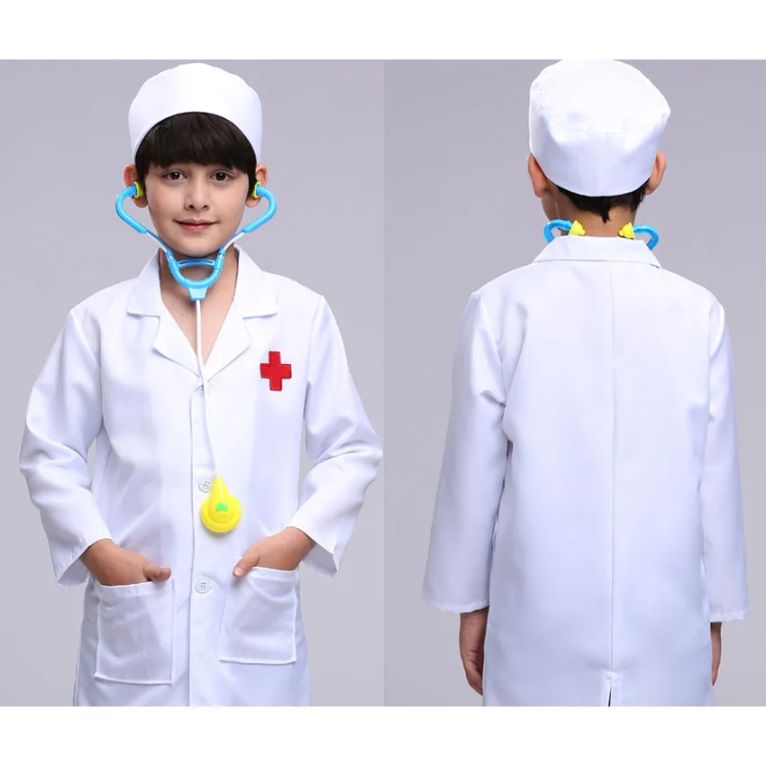 top hat with toys Детский Костюмы для косплея для маленьких девочек медсестры Костюмы для ролевых игр одежда для вечеринки Хэллоуин нарядное 5 шт. девушки Косплэй куртка врача - Цвет: top hat with toys