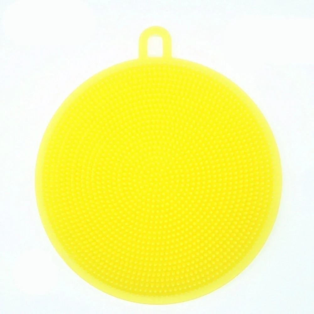 Yellow Многофункциональная силиконовая щетка для мытья посуду блюдо ткани Толстые посуда чистящее средство для чистки Кухня стирки ткань 8 цветов - Цвет: Yellow