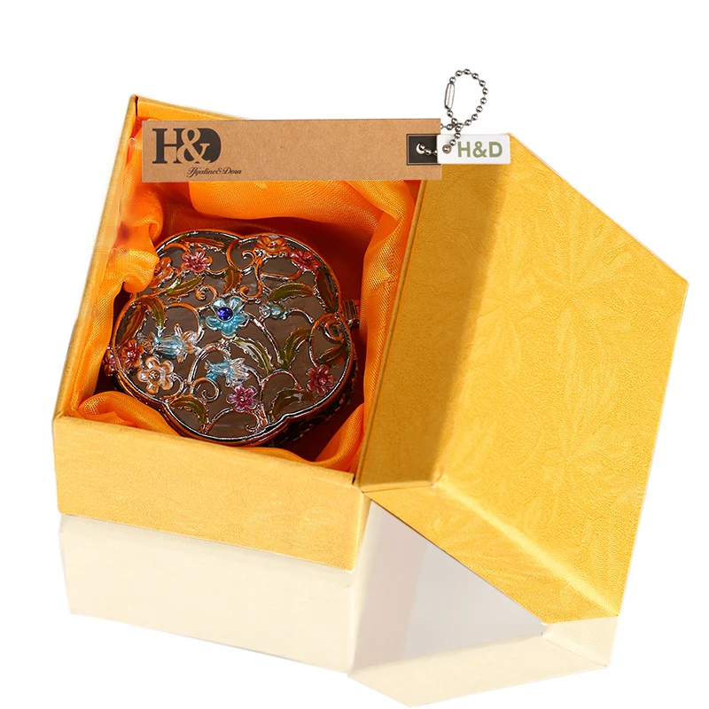 H& D 1,9 дюймов старинная коробка для безделушек, винтажная коробка для украшений с гравировкой и цветами на шарнирах, коробка для украшений с драгоценными камнями, коллекционный подарок для женщин