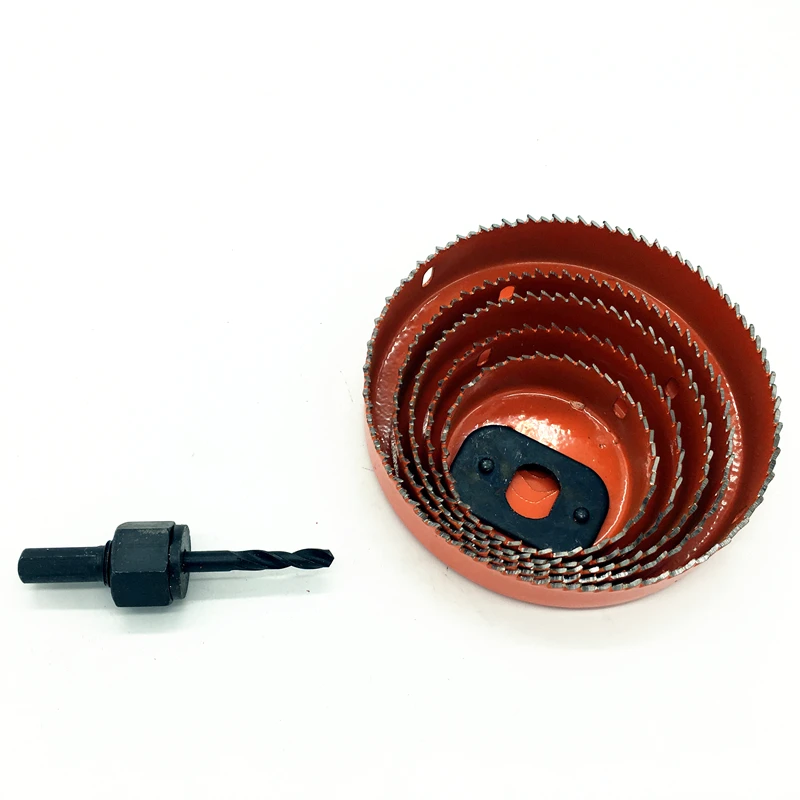 7pcs DIY Hole Saw Tools Drill Bit Cutting Set Kit 64mm-127mm Wood Sheet Metal Alloys Circular Round Case Bits with Mandrel | Инструменты