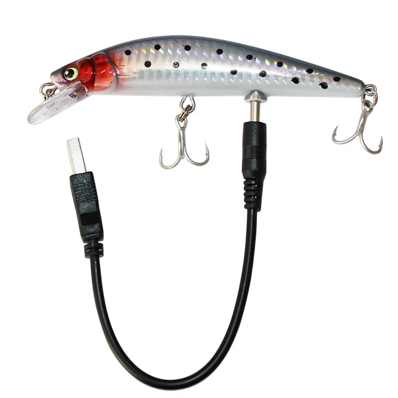 USB Rechargeable LED Twitching Fish Lure Electric Bait Life-like Vibrate Fishing Triple Reble Hook Electronic Baits | Спорт и