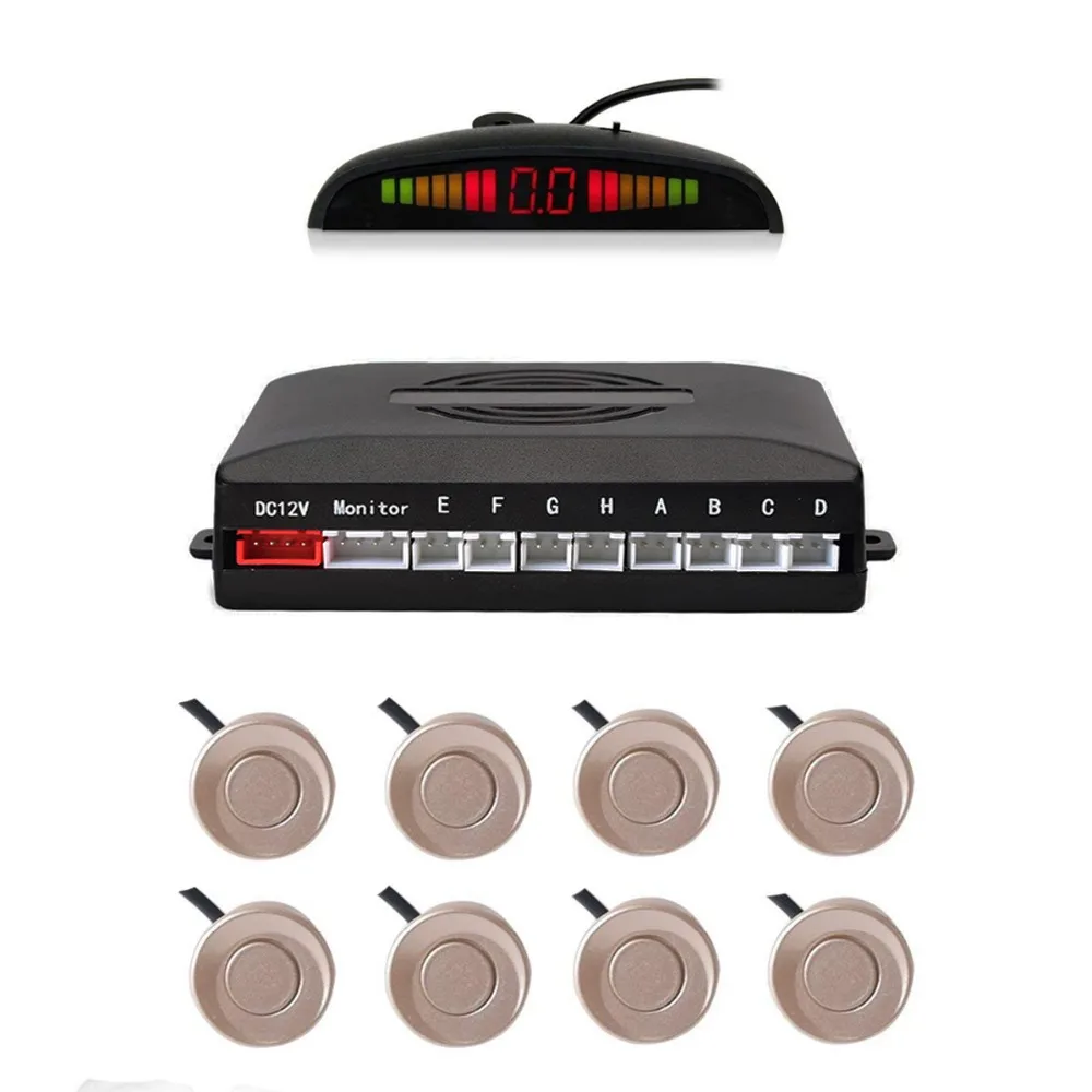 

Car Reverse Parking Radar System with 8 Parking Sensors Distance Detection + LED Distance Display + Sound Warning (Champagne)