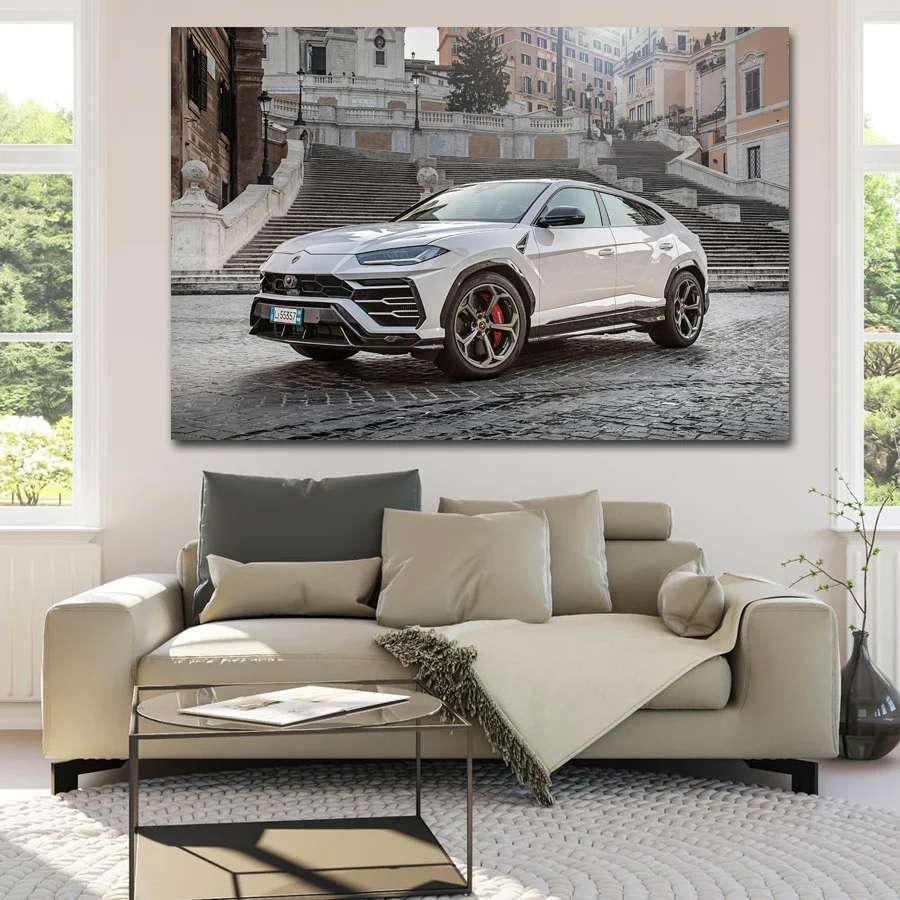 Постеры и принты SportsCar Urus роскошный автомобиль внедорожник белая Настенная