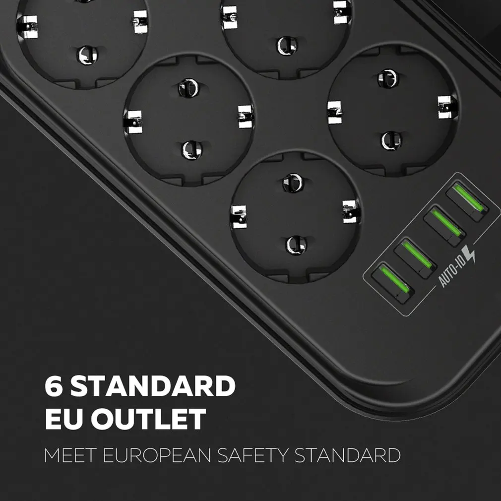 4 USB Phone Charger Multiple Power Sockets 6 EU Outlet Power Strip Charger For Home/Restaurant Charging Mobile Phone