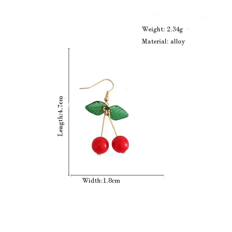 Маленькие серьги Вишни из Буэнос красные эффектные женские модные вишни в
