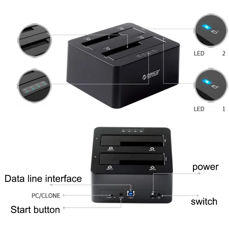 Чехол для жесткого диска с двумя дисками адаптер HDD на USB 3 0 SATA 2 5/3 5 дюйма