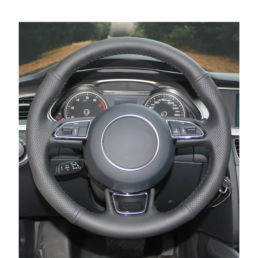 Сшитая вручную черная искусственная кожа чехол на руль для Audi A1 8X A3 8V Sportback A4 B8 Avant