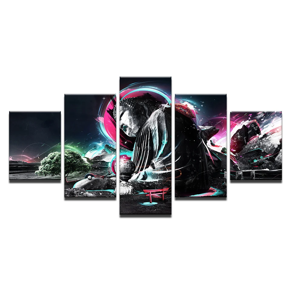 5 шт. настенная Картина на холсте с изображением Будды|custom canvas print|canvas printsprint on |