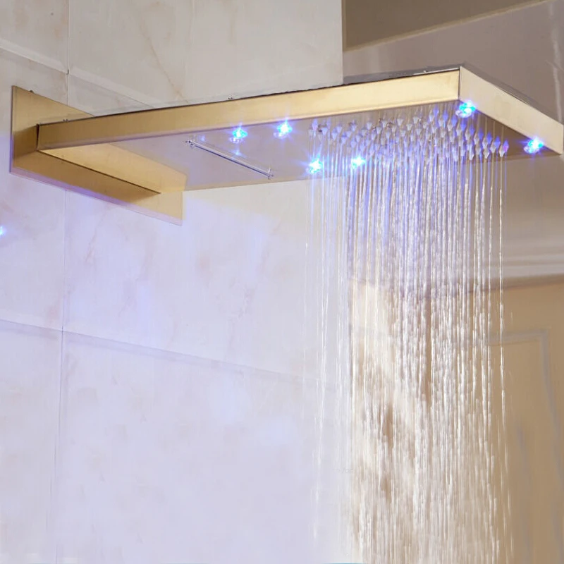 Оптом и в розницу квадратный золотой Латунный LED Водопад дождь водопад Blathroom