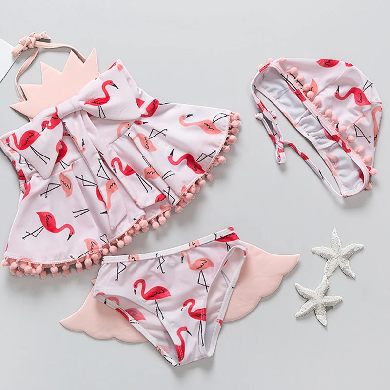 Дети милые Фламинго детский купальник для девочки принцесса Бикини одежда