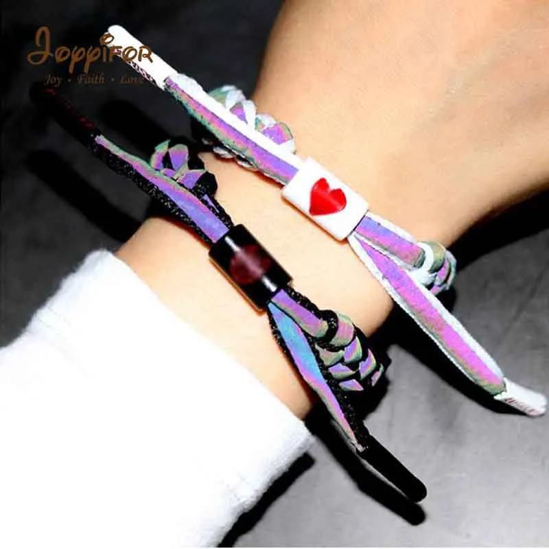 FGHGH красочная Светоотражающая тканевая браслет браслеты Лев сердце любовь