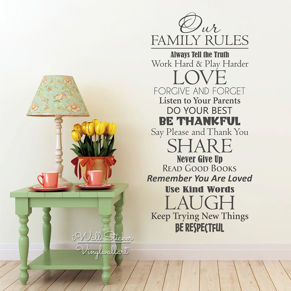

Our Family Rules Quotes Wall Decal Home Quote Wall Sticker DIY Vinyl Family Rules Wall Lettering Quotes Removable Cut Vinyl Q229