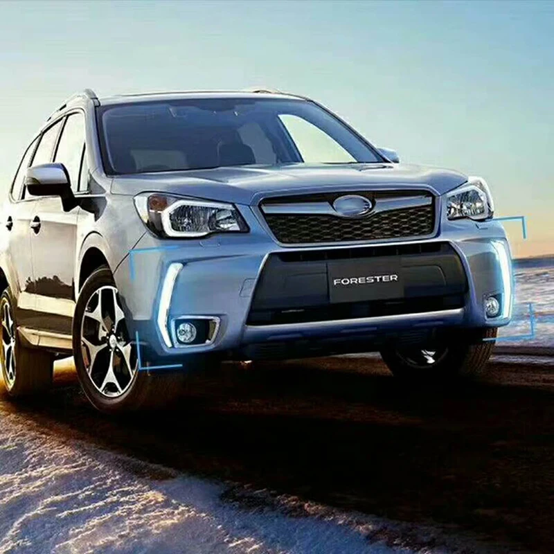 Автомобильная проблесковая для Subaru Forester 2013 светодиодный DRL Дневной светильник Водонепроницаемый желтый сигнал